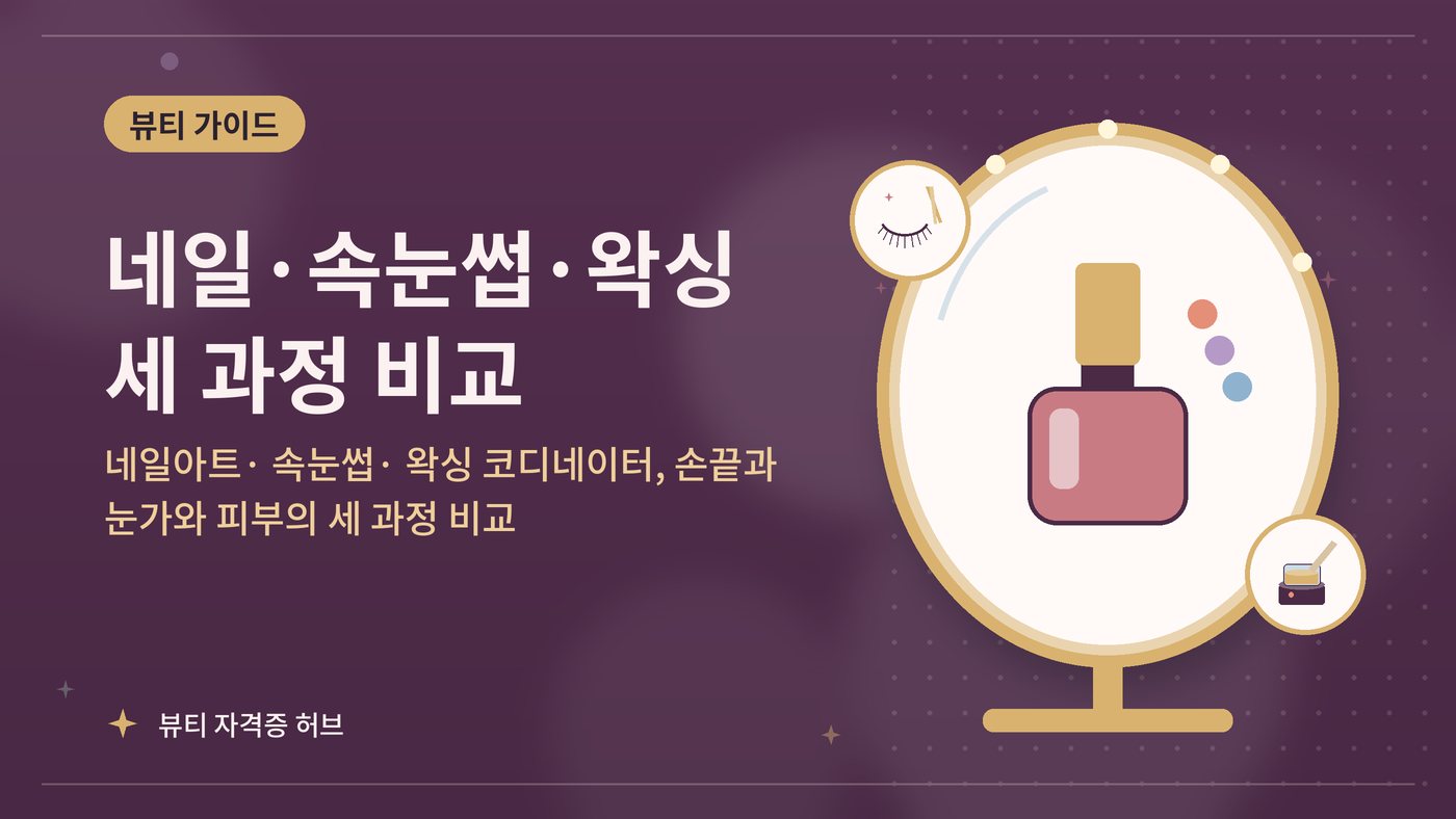 네일아트·속눈썹·왁싱 코디네이터, 손끝과 눈가와 피부의 세 과정 비교 대표 그림